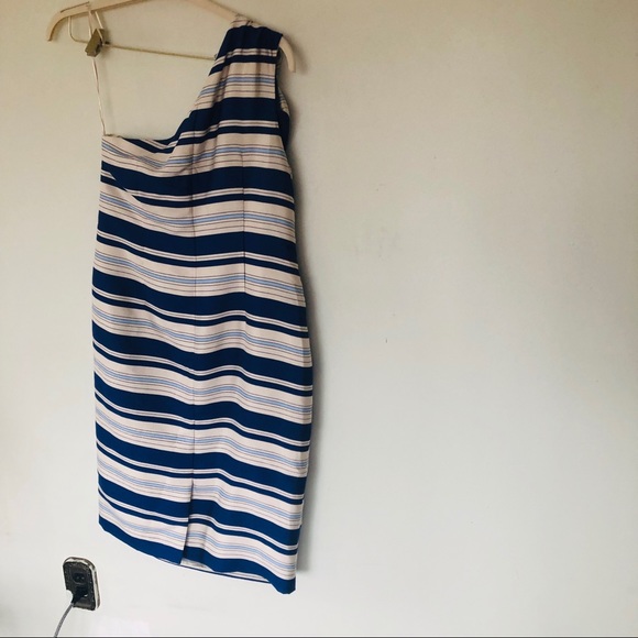 Banana Republic formal Blue Stripe Dress 1shoulder - Picture 5 of 8